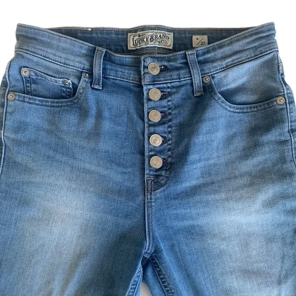 Lucky Brand Button High Rise Bridgette Crop Skinny Jean Size 4/27 - Picture 3 of 7